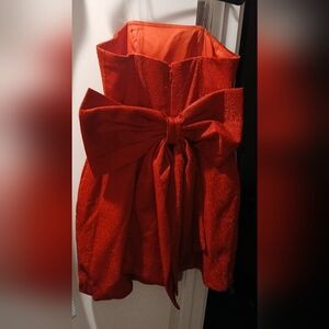 Strapless Red Dress with Bow